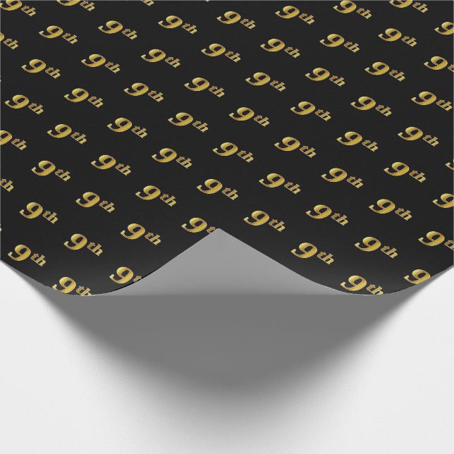 Papel De Presente Preto, Faux Dourado 9º (Nono) Evento (Ponta)