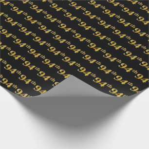 Papel De Presente Preto, Faux Dourado 94º (94º) Evento