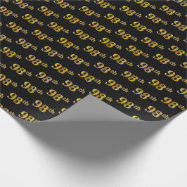 Papel De Presente Preto, Faux Dourado 98º (99º-8º) Evento