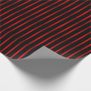 Papel De Presente Preto Simples com Faixa Vermelha Negrito Vinculada
