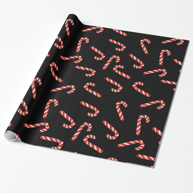 Papel De Presente Preto vermelho do teste padrão do feriado da (Desenrolado)