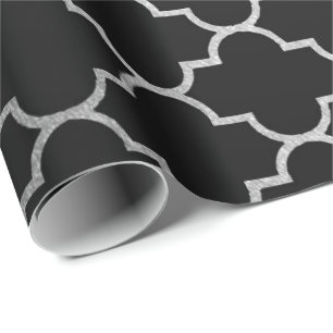 Papel De Presente Preto Vip geométrico das cinzas de prata de Deco