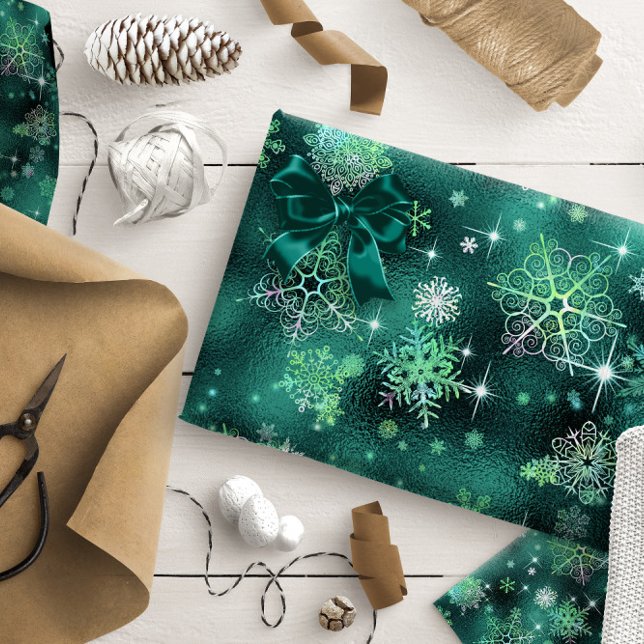 Papel De Presente Prettiest Snowflakes Green ID846 (Criador carregado)