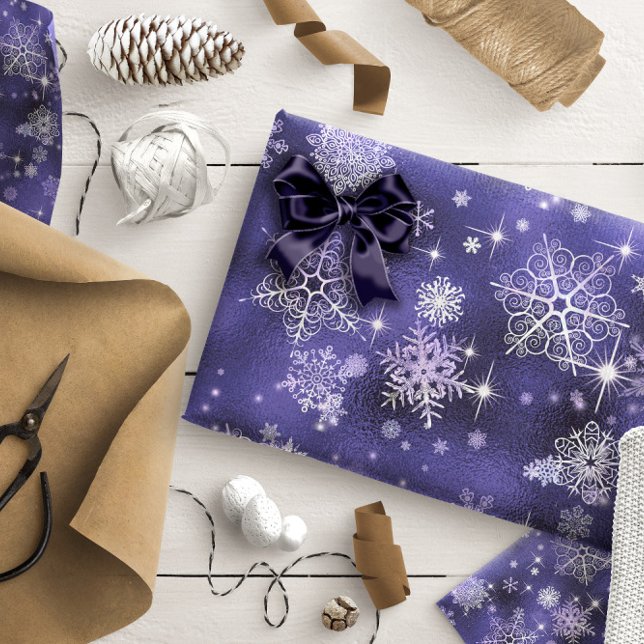 Papel De Presente Prettiest Snowflakes Padrão Violet ID846 (Criador carregado)