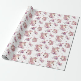 Papel De Presente Pretty Ponies and Petals Horse Wrapping Paper