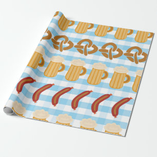 Papel De Presente Pretzels salsicha de cerveja alinhada por vintage