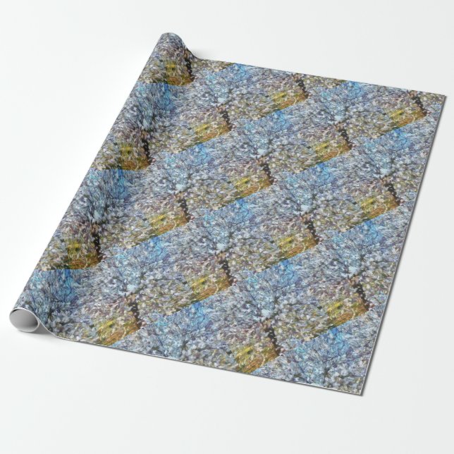 Papel De Presente Primavera Almond Blossom Trabalho de arte de Point (Desenrolado)