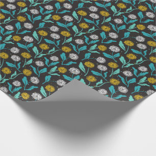 Papel De Presente Primavera Dandelion Flores e Folhas Design