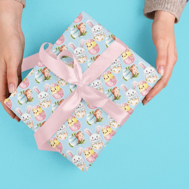Papel De Presente Primavera de Coelhinho e Pintinho de Ovos de Pásco (Criador carregado)