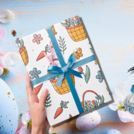 Papel De Presente Primavera de Páscoa de Flores Coloridas