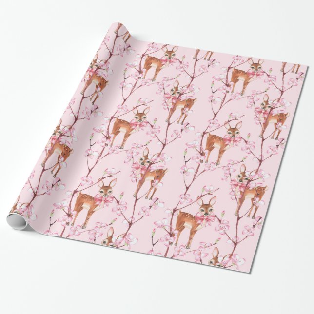Papel De Presente Primavera e Fawns (Desenrolado)