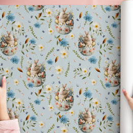 Papel De Presente Primavera Floral Celebração de Coelhinhos de Pásco