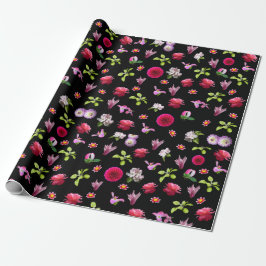 Papel De Presente Primavera Floral Photo Impressão Black Background 