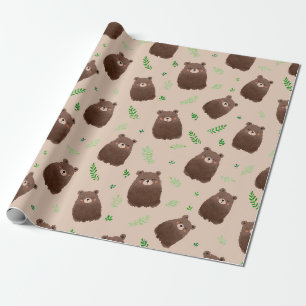 Papel de Presente Primavera Floresta Urso