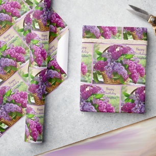 Papel De Presente Primavera Lilacs Adicionar Lavanda de nome de aniv