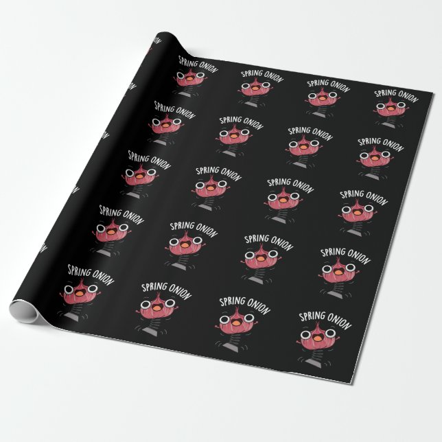 Papel De Presente Primavera Onion Funny Veggie Pun Dark BG (Desenrolado)
