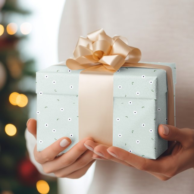 Papel De Presente Primavera oral Daffodil azul e branco (Criador carregado)