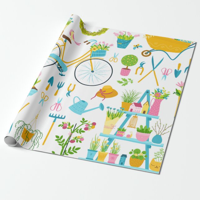 Papel De Presente Primavera sem descontinuidades em cartografia simp (Desenrolado)