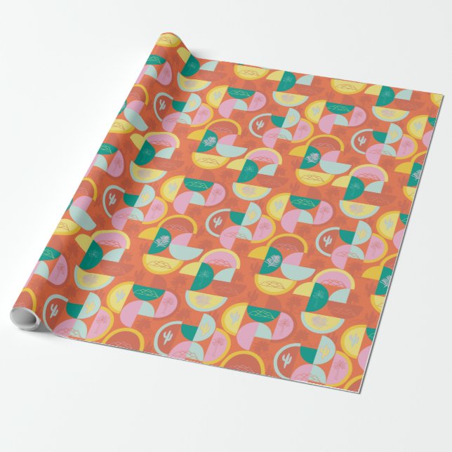 Papel De Presente Primaveras de Palma Solar Moderna do Século Médio (Desenrolado)