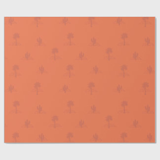 Papel De Presente Primaveras Retro Palm Cactus em Cores Terrestres