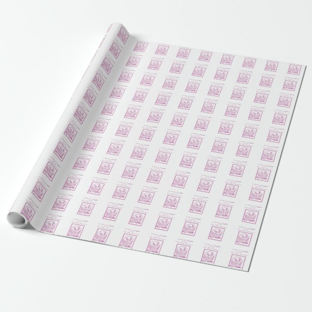Papel De Presente Primeira Comunhão da Filha, Rosa (Desenrolado)