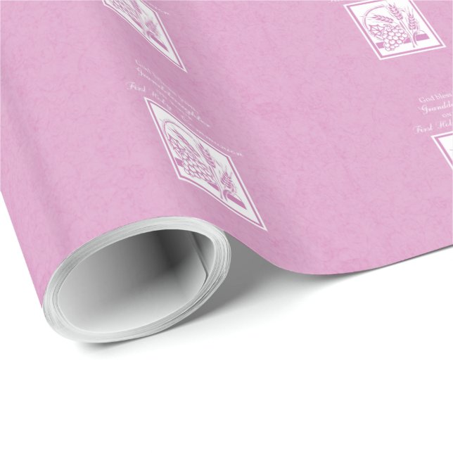 Papel De Presente Primeira Comunhão da Netas, Rosa (Ponta do rolo)