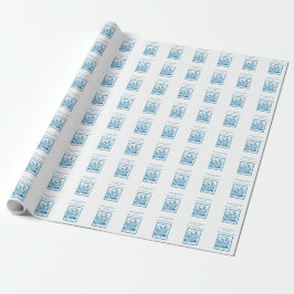 Papel De Presente Primeira Comunhão do Afilhado, Trigo, Uvas Azul