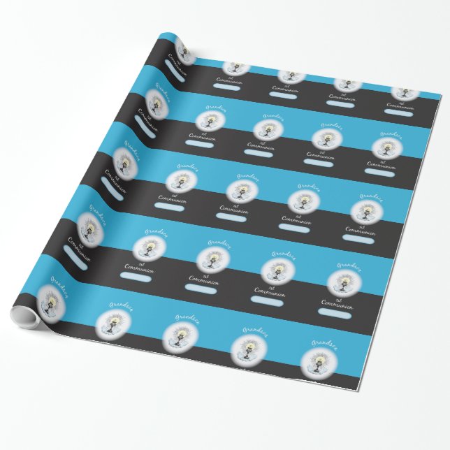 Papel De Presente Primeira Comunhão do Neto, Xícara Azul (Desenrolado)