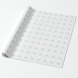 Papel De Presente Primeira Comunhão, Script em Verde Suave