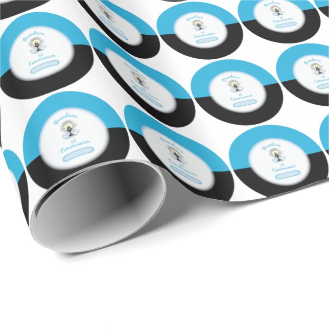 Papel De Presente Primeira Comunhão, Taça Azul (Ponta do rolo)