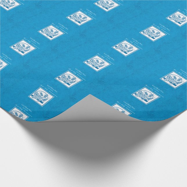 Papel De Presente Primeira Comunhão, Trigo, Uva Azul (Ponta)