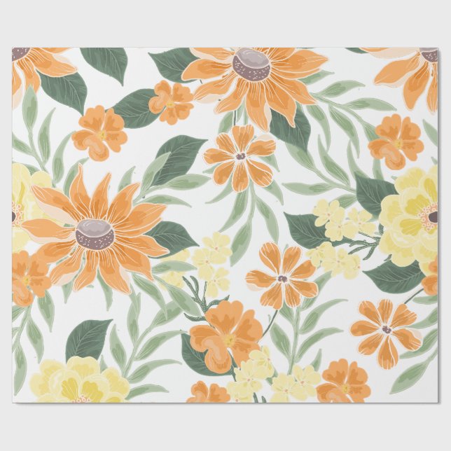 Papel De Presente Primeira Viagem em Torno do Sol Boho Floral Embrul (Aberto)