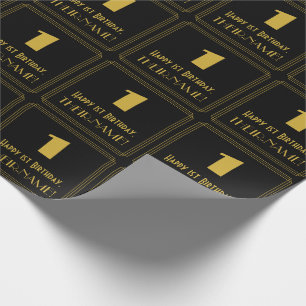 Papel De Presente primeiro aniversario - Art Deco Inspira "1" & Nome