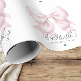 Papel De Presente Primeiro aniversario de Arco Pink com Dusty de Cor