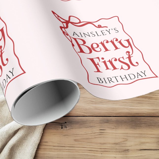 Papel De Presente Primeiro aniversario de Arco rosa do primeiro coqu (Criador carregado)