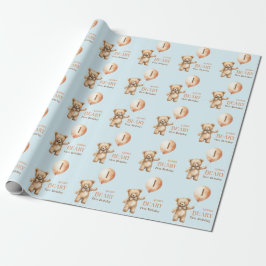 Papel De Presente Primeiro aniversario de Bear Blue Boy Minimer