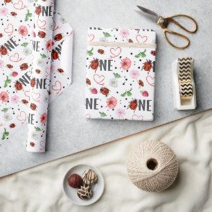 Papel De Presente Primeiro aniversario de presentes para Lady Bugs b