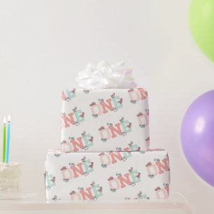 Papel De Presente primeiro aniversario De Rapariga Rosa E Mint