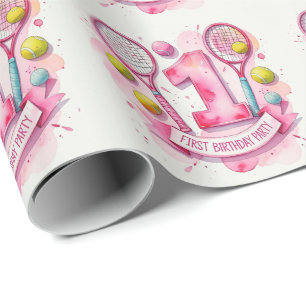 Papel De Presente primeiro aniversario de tênis para menina no tema