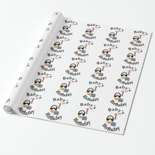 Papel De Presente Primeiro aniversario do bebê pinguim