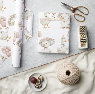 Papel De Presente primeiro aniversario do Cogumelo do Jardim Flor do