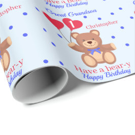 Papel De Presente primeiro aniversario do neto excelente Teddy Bear