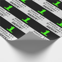 Papel De Presente primeiro aniversario - Estilo Nerdy / Geeky "1" e 