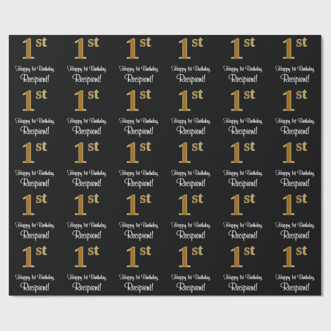 Papel De Presente primeiro aniversario: Exame Dourado Elegante Luxur (Aberto)