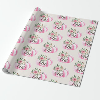 Papel De Presente Primeiro aniversario Floral Dourado Cor de Água Pu