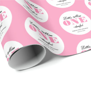 Papel De Presente Primeiro Aniversário Rosa