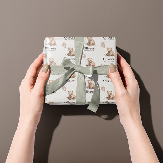 Papel De Presente primeiro aniversario Wild One urso moderno elegant (Criador carregado)