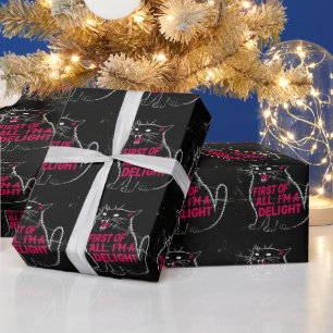 Papel De Presente Primeiro De Tudo Sou Um Delicioso Gato Preto Rugid
