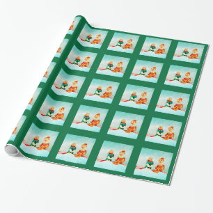 Papel De Presente Primeiro encontro do Elf na Xadrez Verde