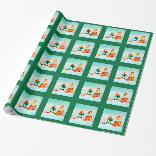 Papel De Presente Primeiro encontro do Elf na Xadrez Verde (Desenrolado)